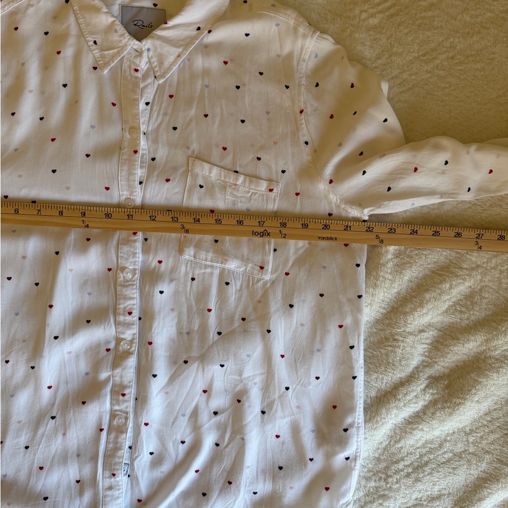Rails Rocsi Heart print 100% rayon shirt - Picture 10 of 12